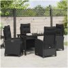 5-delars Trädgårdsservering med Kuddar - Svart Poly Rattan vidaXL 140 x 80 x 73 cm – miniatyr 4