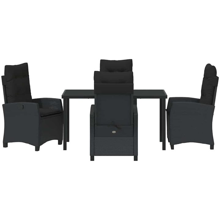 5-delars Trädgårdsservering med Kuddar - Svart Poly Rattan vidaXL 140 x 80 x 73 cm – bild 6