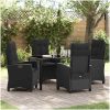 5-delars Trädgårdsservering med Kuddar - Svart Poly Rattan vidaXL 140 x 80 x 73 cm – miniatyr 1