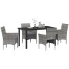 5 Delars Trädgårdsservering Set Grå Poly Rattan vidaXL 140 x 70 x 73 cm – miniatyr 3
