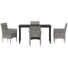 5 Delars Trädgårdsservering Set Grå Poly Rattan vidaXL 140 x 70 x 73 cm – miniatyr 6