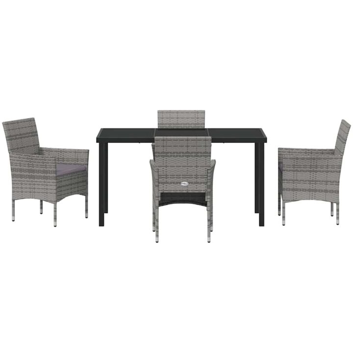 5 Delars Trädgårdsservering Set Grå Poly Rattan vidaXL 140 x 70 x 73 cm – bild 6