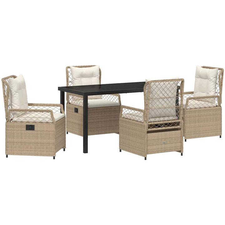 5-delars trädgårdsserveringsset i beige poly rattan vidaXL 140 x 80 x 73 cm – bild 2