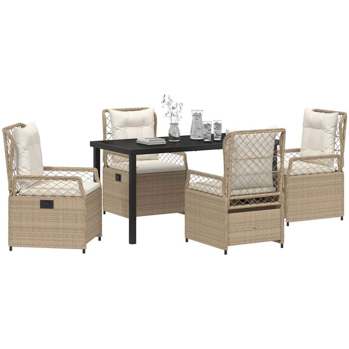 5-delars trädgårdsserveringsset i beige poly rattan vidaXL 140 x 80 x 73 cm – bild 3