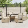 5-delars trädgårdsserveringsset i beige poly rattan vidaXL 140 x 80 x 73 cm – miniatyr 4
