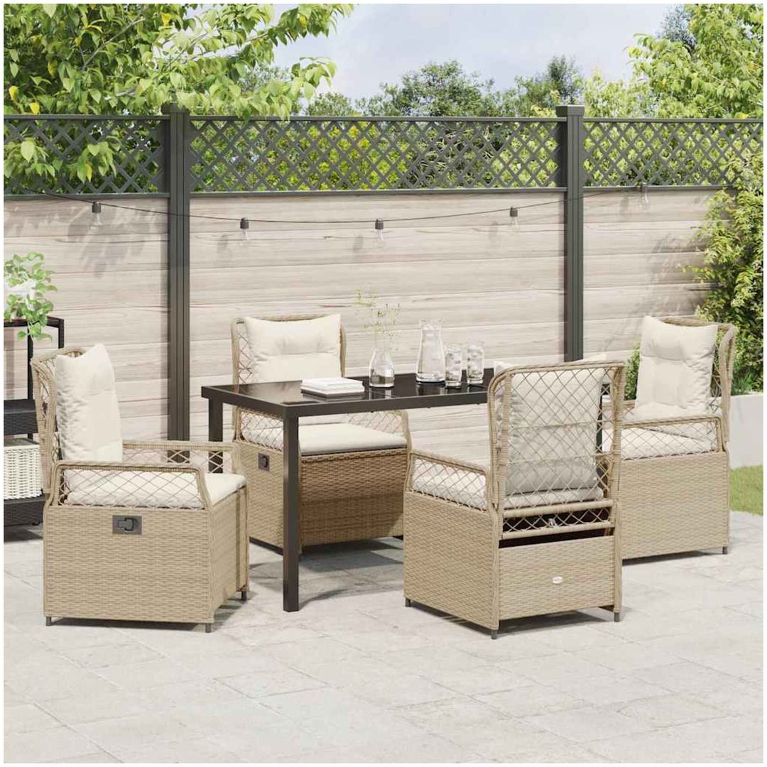 5-delars trädgårdsserveringsset i beige poly rattan vidaXL 140 x 80 x 73 cm – bild 4