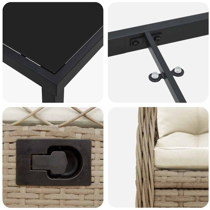 5-delars trädgårdsserveringsset i beige poly rattan vidaXL 140 x 80 x 73 cm – bild 8