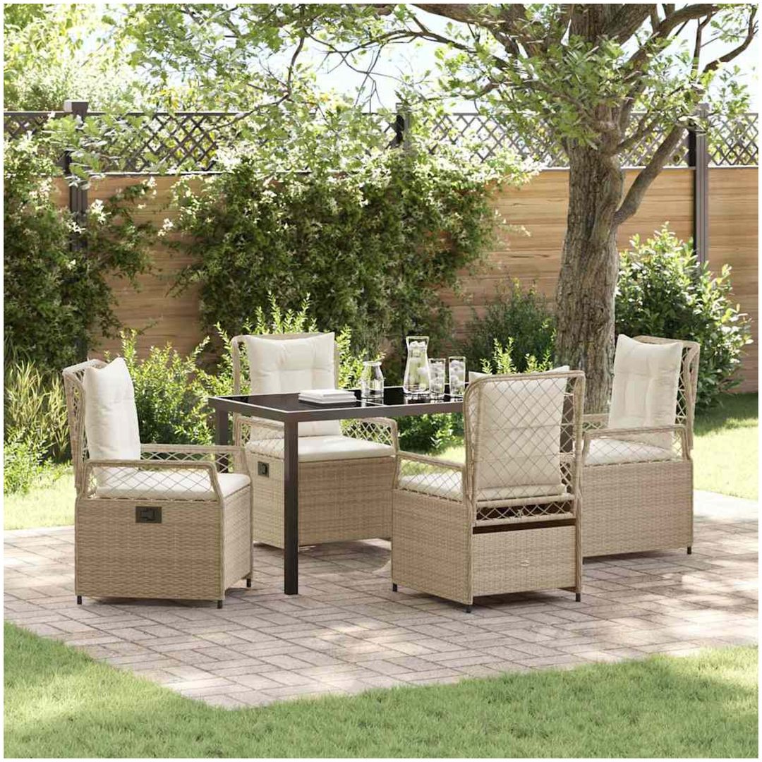 5-delars trädgårdsserveringsset i beige poly rattan vidaXL 140 x 80 x 73 cm