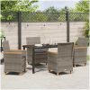 5-delars Trädgårdsserverset med Kuddar, Grå Poly Rattan vidaXL 140 x 80 x 73 cm – miniatyr 4