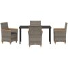 5-delars Trädgårdsserverset med Kuddar, Grå Poly Rattan vidaXL 140 x 80 x 73 cm – miniatyr 6