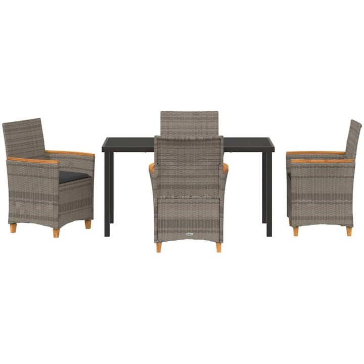 5-delars Trädgårdsserverset med Kuddar, Grå Poly Rattan vidaXL 140 x 80 x 73 cm – bild 6