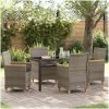5-delars Trädgårdsserverset med Kuddar, Grå Poly Rattan vidaXL 140 x 80 x 73 cm – miniatyr 1