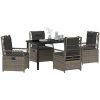 5-delars Trädgårdsset Grå Poly Rattan vidaXL 140 x 80 x 73 cm – miniatyr 3