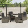5-delars Trädgårdsset Grå Poly Rattan vidaXL 140 x 80 x 73 cm – miniatyr 4
