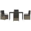 5-delars Trädgårdsset Grå Poly Rattan vidaXL 140 x 80 x 73 cm – miniatyr 7