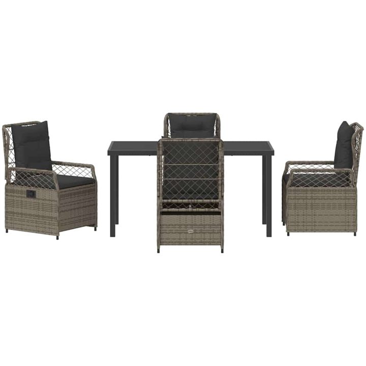 5-delars Trädgårdsset Grå Poly Rattan vidaXL 140 x 80 x 73 cm – bild 7