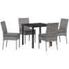 5 Delars Trädgårdsset Grå Poly Rattan vidaXL 80 x 80 x 73 cm – miniatyr 2