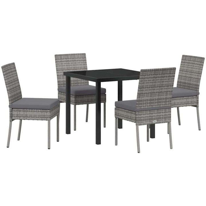 5 Delars Trädgårdsset Grå Poly Rattan vidaXL 80 x 80 x 73 cm – bild 2