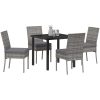 5 Delars Trädgårdsset Grå Poly Rattan vidaXL 80 x 80 x 73 cm – miniatyr 3