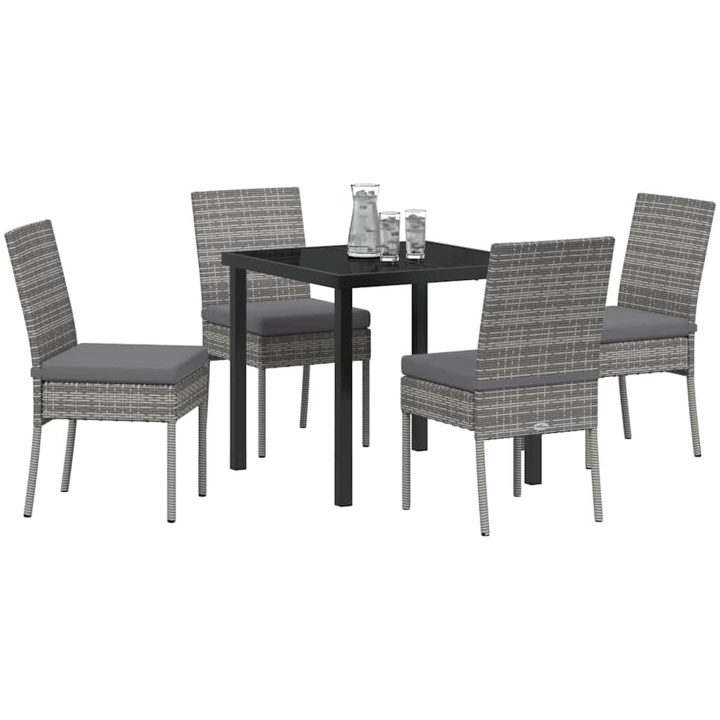5 Delars Trädgårdsset Grå Poly Rattan vidaXL 80 x 80 x 73 cm – bild 3