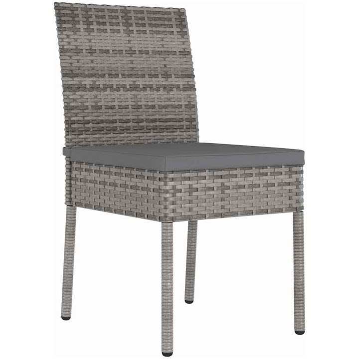 5 Delars Trädgårdsset Grå Poly Rattan vidaXL 80 x 80 x 73 cm – bild 5