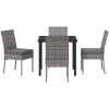 5 Delars Trädgårdsset Grå Poly Rattan vidaXL 80 x 80 x 73 cm – miniatyr 6