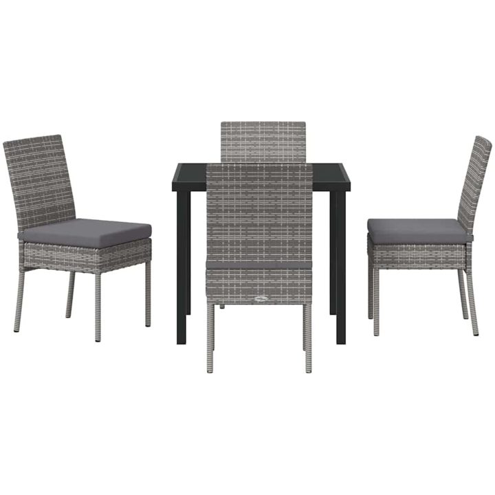 5 Delars Trädgårdsset Grå Poly Rattan vidaXL 80 x 80 x 73 cm – bild 6
