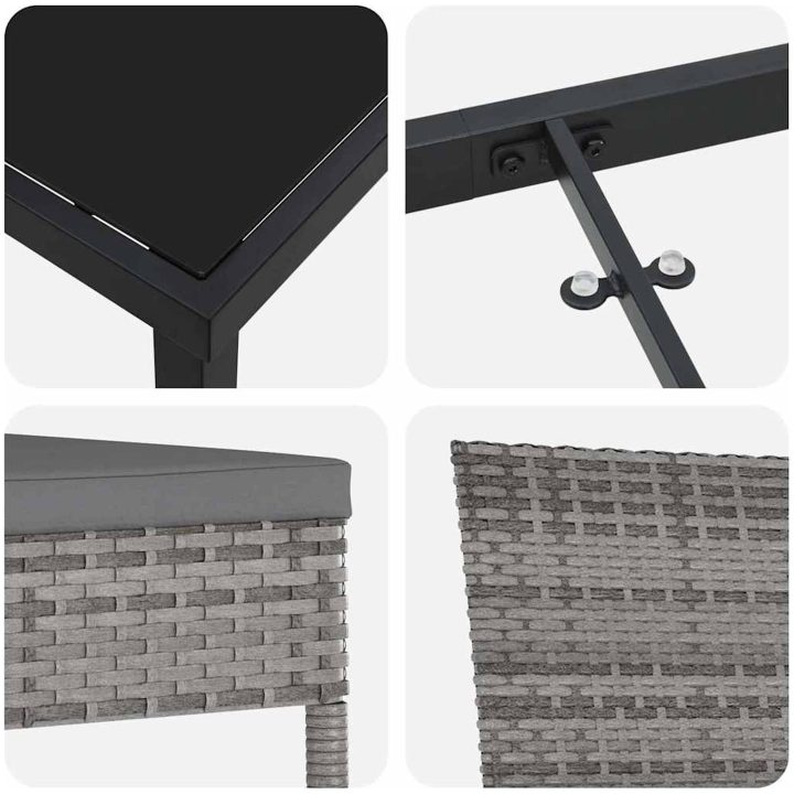 5 Delars Trädgårdsset Grå Poly Rattan vidaXL 80 x 80 x 73 cm – bild 8