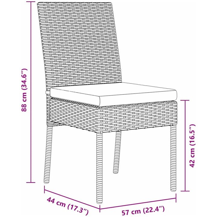 5 Delars Trädgårdsset Grå Poly Rattan vidaXL 80 x 80 x 73 cm – bild 9
