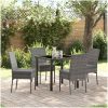5 Delars Trädgårdsset Grå Poly Rattan vidaXL 80 x 80 x 73 cm – miniatyr 1