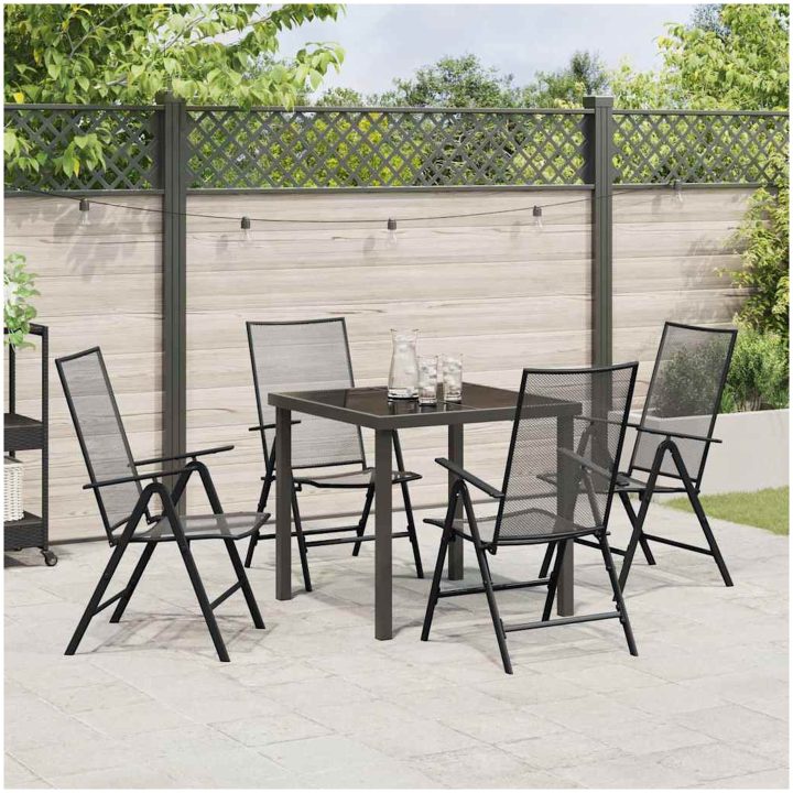 5-delars trädgårdsset i antracitgrå stål vidaXL 80 x 80 x 73 cm – bild 4