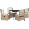 5 Delars Trädgårdsset i beige poly rattan vidaXL 80 x 80 x 73 cm – miniatyr 2