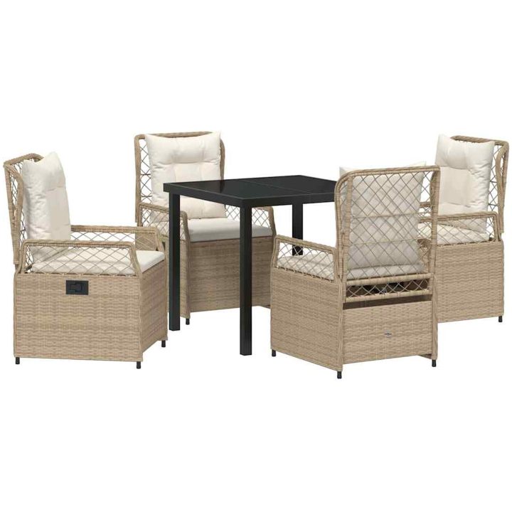 5 Delars Trädgårdsset i beige poly rattan vidaXL 80 x 80 x 73 cm – bild 2