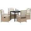 5 Delars Trädgårdsset i beige poly rattan vidaXL 80 x 80 x 73 cm – miniatyr 3