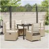 5 Delars Trädgårdsset i beige poly rattan vidaXL 80 x 80 x 73 cm – miniatyr 4