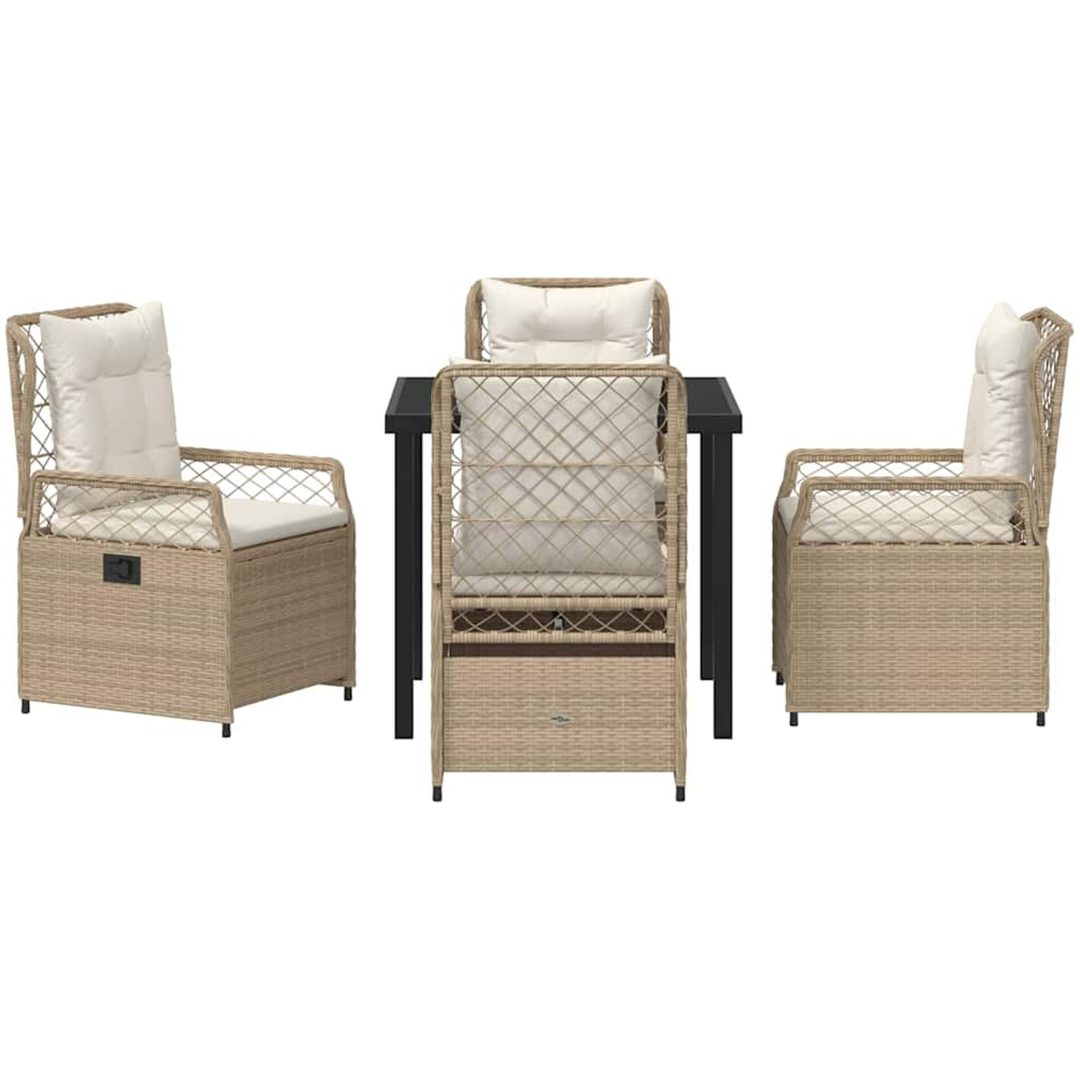5 Delars Trädgårdsset i beige poly rattan vidaXL 80 x 80 x 73 cm – bild 6