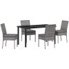 5 Delars Trädgårdsset i Grå Poly Rattan vidaXL 140 x 70 x 73 cm – miniatyr 2