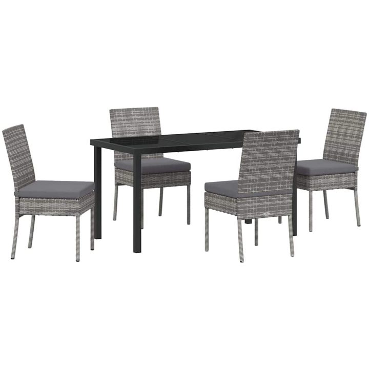 5 Delars Trädgårdsset i Grå Poly Rattan vidaXL 140 x 70 x 73 cm – bild 2