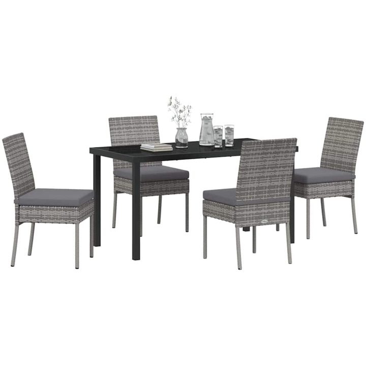 5 Delars Trädgårdsset i Grå Poly Rattan vidaXL 140 x 70 x 73 cm – bild 3