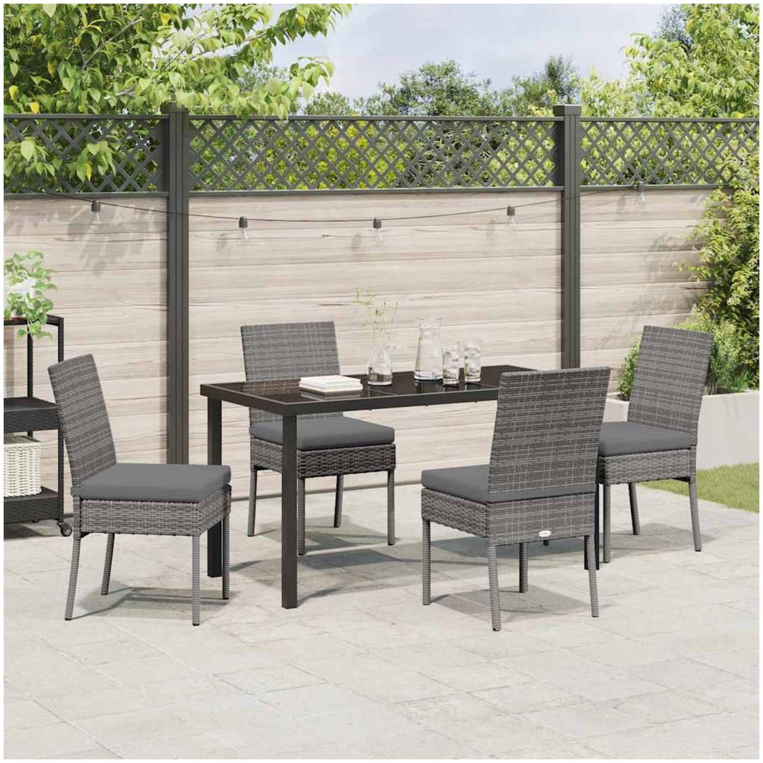 5 Delars Trädgårdsset i Grå Poly Rattan vidaXL 140 x 70 x 73 cm – bild 4