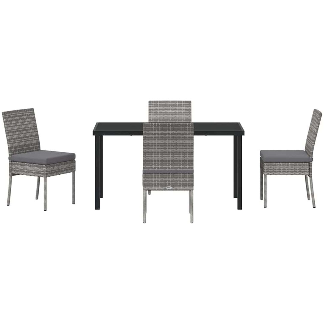 5 Delars Trädgårdsset i Grå Poly Rattan vidaXL 140 x 70 x 73 cm – bild 6