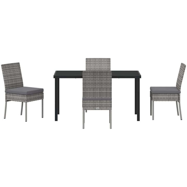 5 Delars Trädgårdsset i Grå Poly Rattan vidaXL 140 x 70 x 73 cm – bild 6