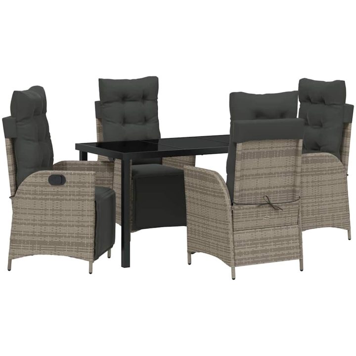 5-delars trädgårdsset i grå poly rattan vidaXL 4 - Sits – bild 2