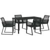 5-delars trädgårdsset i svart poly-rattan vidaXL 140 x 70 x 73 cm – miniatyr 2