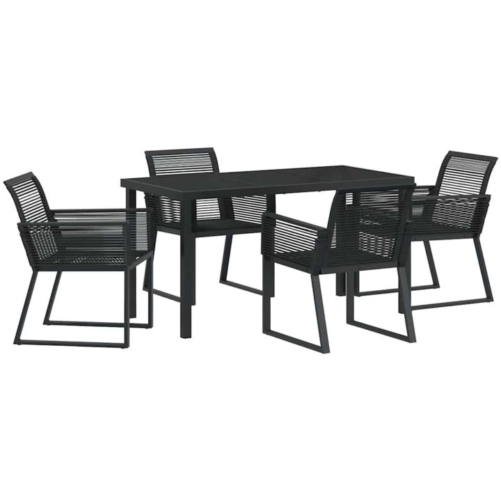 5-delars trädgårdsset i svart poly-rattan vidaXL 140 x 70 x 73 cm – bild 2