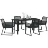 5-delars trädgårdsset i svart poly-rattan vidaXL 140 x 70 x 73 cm – miniatyr 3