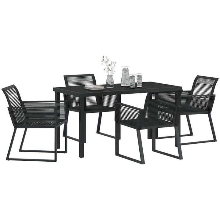 5-delars trädgårdsset i svart poly-rattan vidaXL 140 x 70 x 73 cm – bild 3