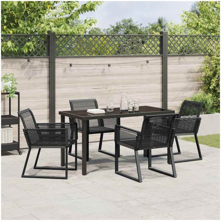 5-delars trädgårdsset i svart poly-rattan vidaXL 140 x 70 x 73 cm – bild 4