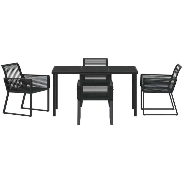 5-delars trädgårdsset i svart poly-rattan vidaXL 140 x 70 x 73 cm – bild 7