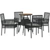 5-delars trädgårdsset i svart poly rattan vidaXL 60 x 60 x 75 cm – miniatyr 2
